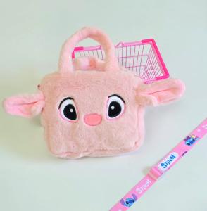 Carterita Infantil Nenas Niñas Personaje Angela Stitch Moderna Rosa Suave Peluche - Miniatura 5
