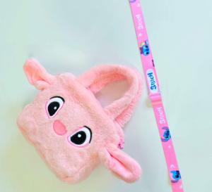 Cartera de Mano  Bandolera Nena Niñas Moderna Suave  Peluche Angela Stitch Rosa
