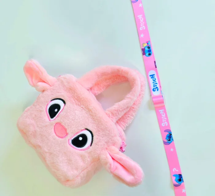 Cartera de Mano  Bandolera Nena Niñas Moderna Suave  Peluche Angela Stitch Rosa