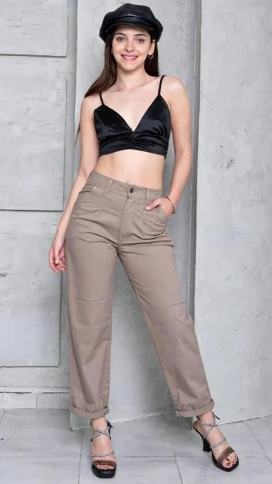 Pantalón Mom Gabardina Elastizado Kaky