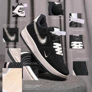 Air Force Premium Negro Gamuza Bordada - Miniatura 3