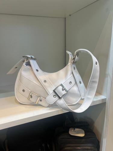 Cartera Mini Bag Baguette Bordo Blanca Negra