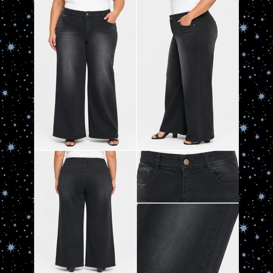 Pantalón Jeans Wide Leg Rígido - Imagen 3