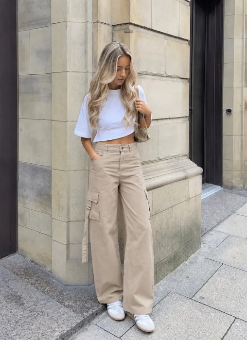 Wide Leg Cargo Beige C/tiras