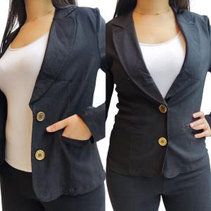 Blazer de Dos Botones Bengalina Elastizada