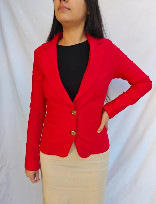 Blazer de Dos Botones Bengalina Elastizada