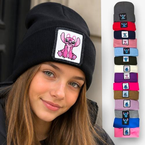 Gorro Rocky de Lana, Niño Juvenil Parche Stitch, Invierno, Accesorios de Moda