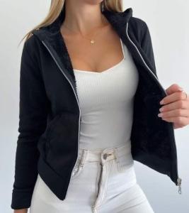 Campera Jersey con Piel