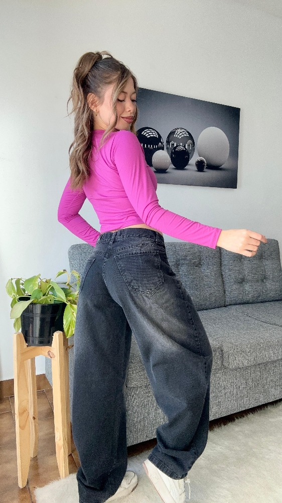 Pantalón Baggy Gris Localizado con Bigotes - Imagen 2