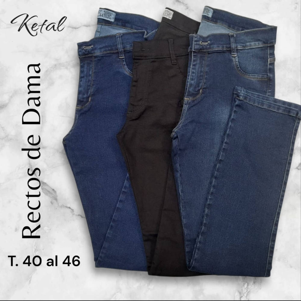 Pantalón Recto Azul Jean - Imagen 2