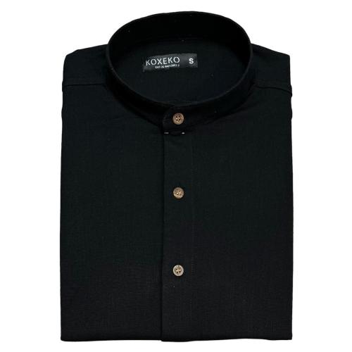 Camisa de Lino Cuello Mao - Miniatura 4