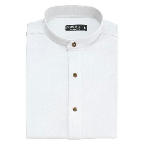 Camisa de Lino Cuello Mao - Miniatura 5
