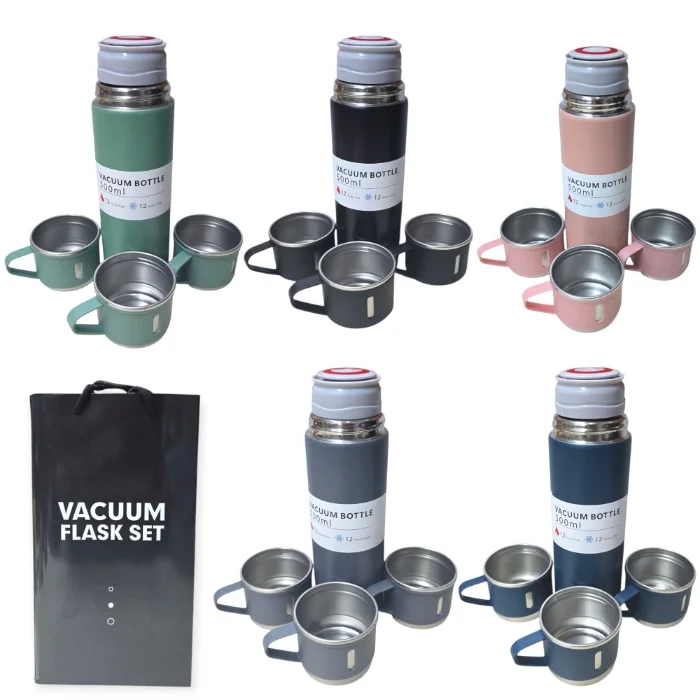 Termo 500 Ml  + 3 Tazas Acero Inoxidable Vaccum (ivs-3p)