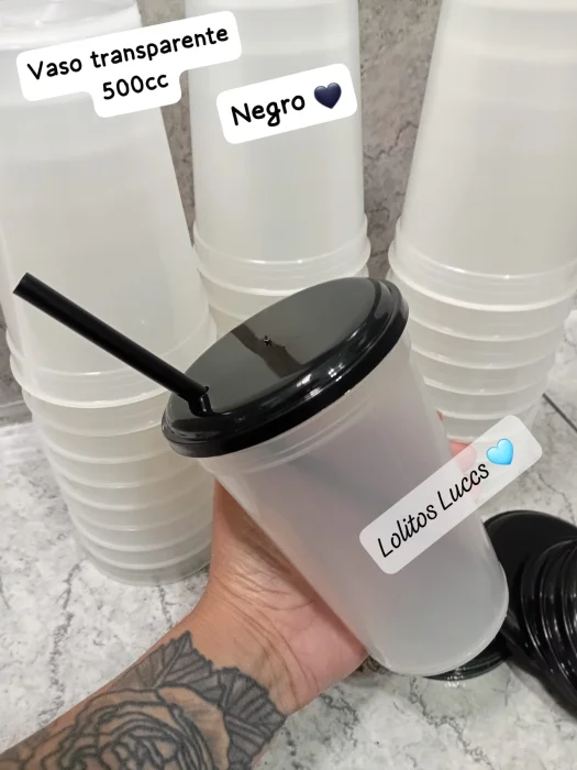 Vaso 500cc Tapa y Sorbete