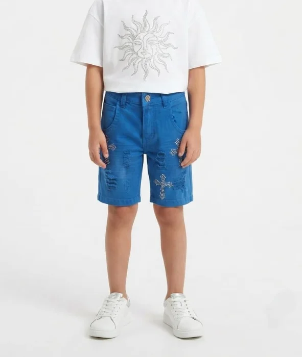 Bermuda Azul con Brillo de Niño