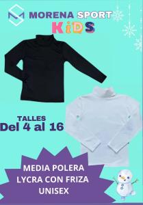 Media Polera Lycra Frizada Unisex Niños