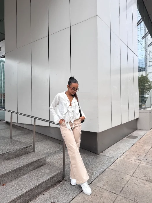 Wide Leg "suiza" Cargo Beige