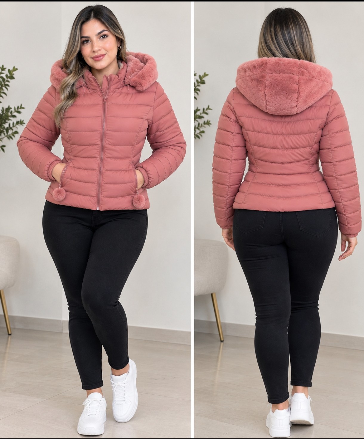 Campera Corta con Piel Talle Especial - Imagen 3
