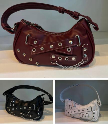 Cartera Bordo Negra Suela Baguette Mini Bag Eco Cuero Excelente Calidad - Miniatura 2