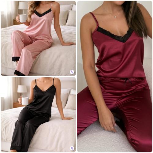 Conjunto Pijama Satén Largo