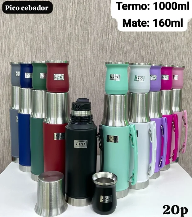 Set Termo System 1litro con Mate de Acero