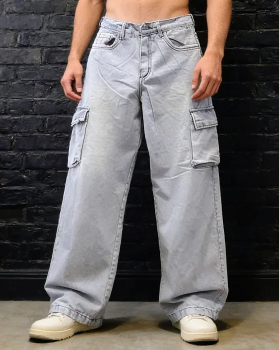 Pantalón Bagui Cargo Celeste Nevado