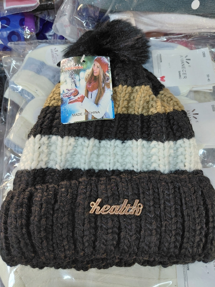 Gorritos con Pompón Dama con Aplique Rayado - Imagen 2