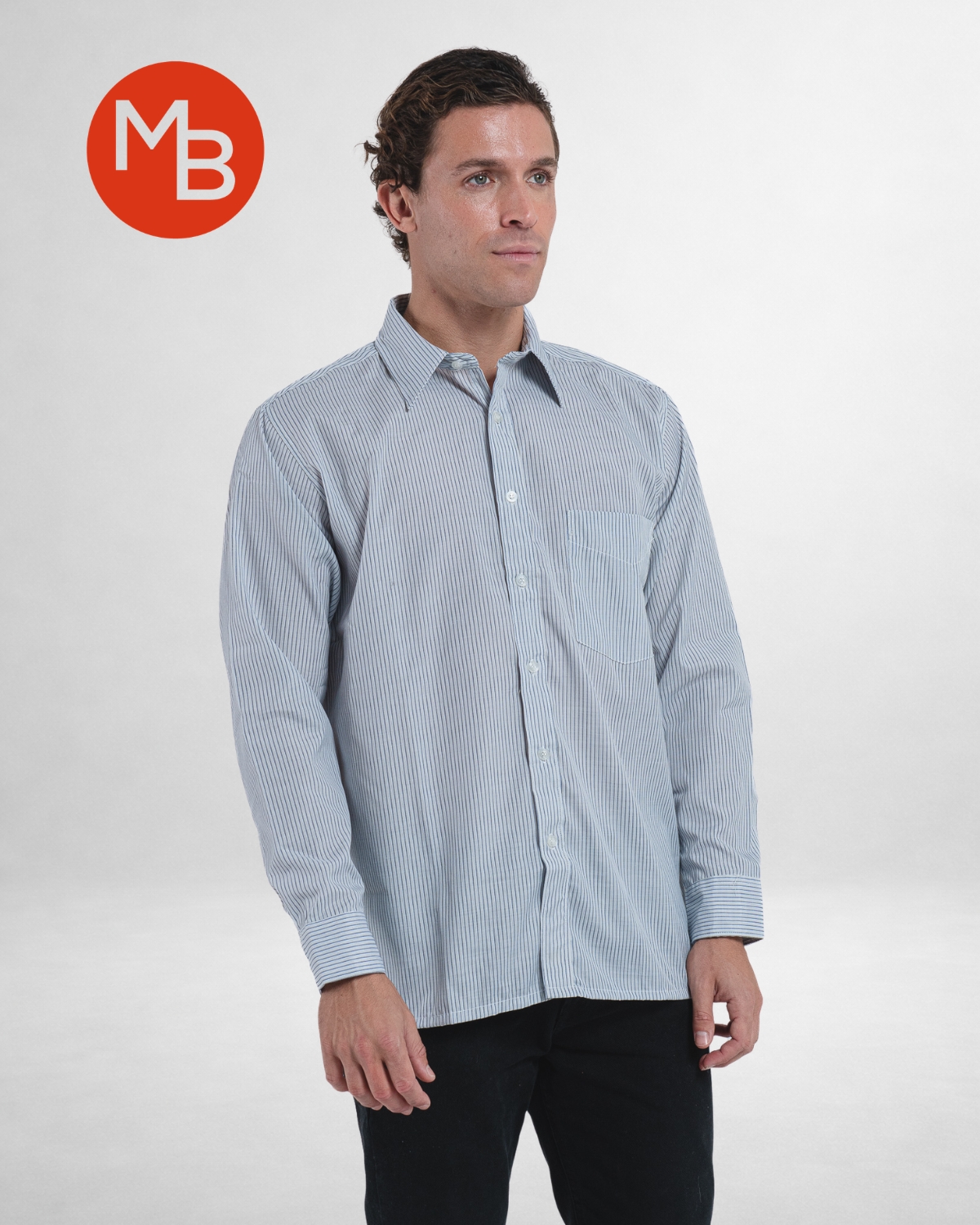 Camisa Rígida Clásica Rayada Hombre - 4.jpg