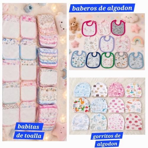 Babitas de Toalla, Babero,gorritos de Algodon   Pack X 12