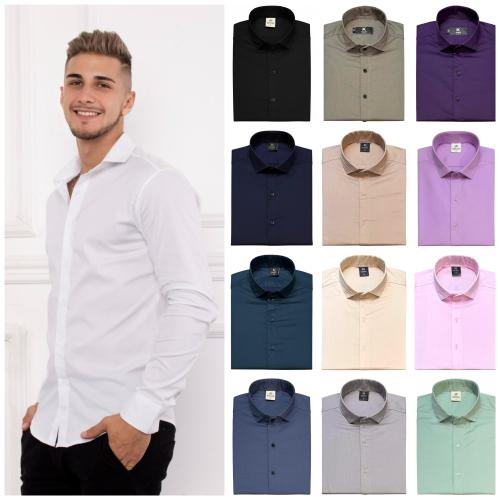 Camisa Lisa Elastizado Slim Fit