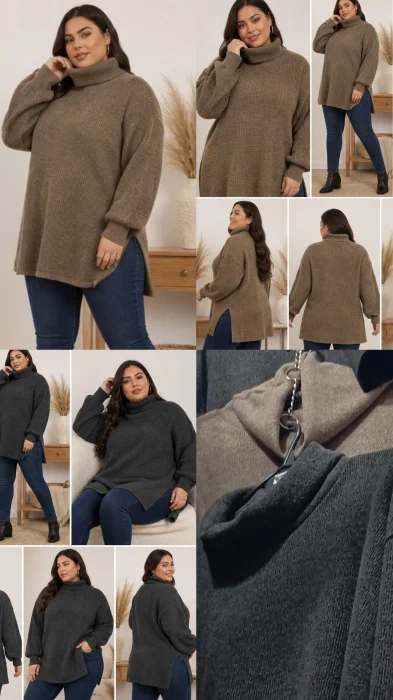Maxi Sweter Cuello Alto