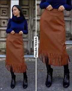 Pollera Fleco Cuerina - Miniatura 2