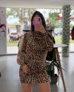 Vestido Largo Lycra Manga Larga Print (con Bolsa)