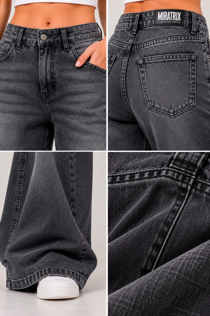 Jean "wide Leg" Gris Nevado Rigido - Imagen 5