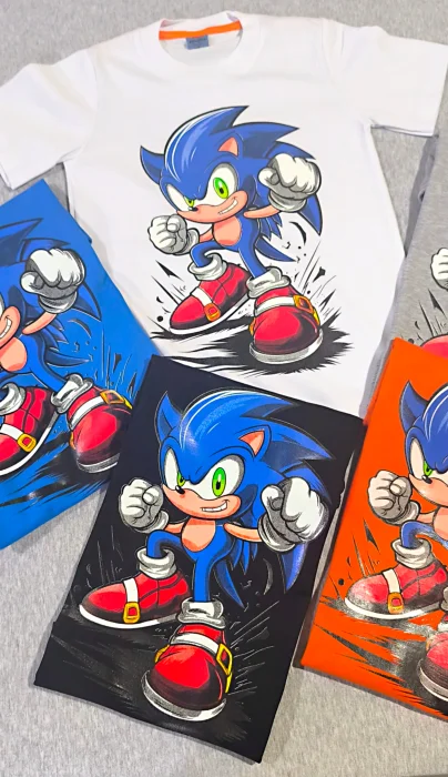 Remeras Sonic Brillan en la Oscuridad Algodón Peinado Real