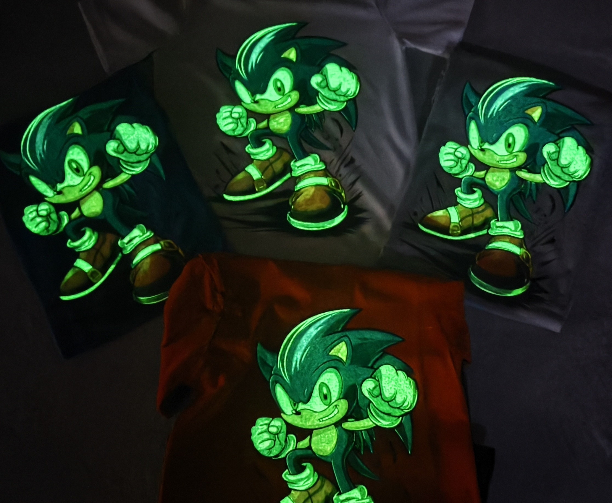 Remeras Sonic Brillan en la Oscuridad Algodón Peinado Real - Imagen 2