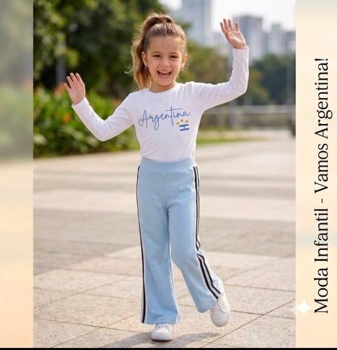 Camisetas Argentina 3 Estrellas Algodon Peinado Niñas