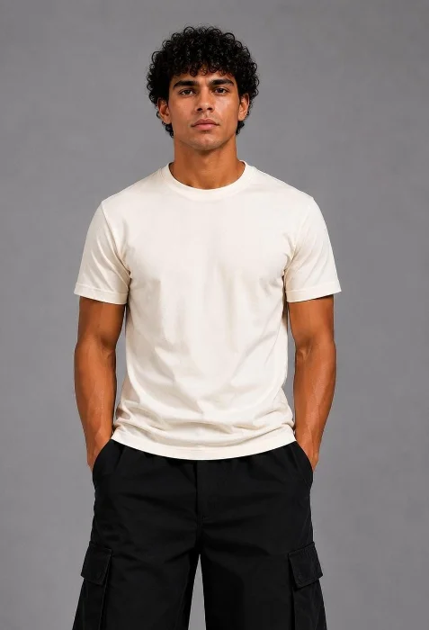 Remera Entallada Lisa Natural