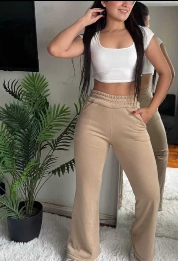 Palazo de Jersey con Piel - Imagen 2