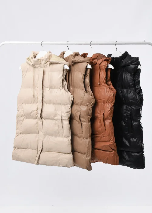 Hk995 Chaleco Puffer Largo Engomado