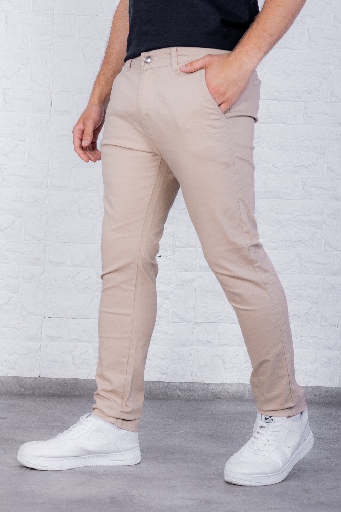 Pantalón Corte Chino Beige - Imagen 2