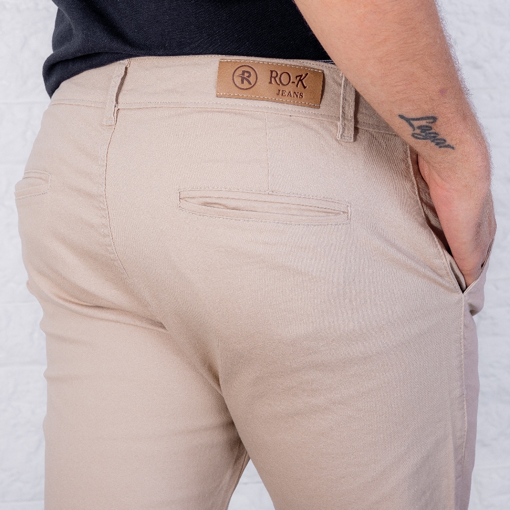 Pantalón Corte Chino Beige - Imagen 3