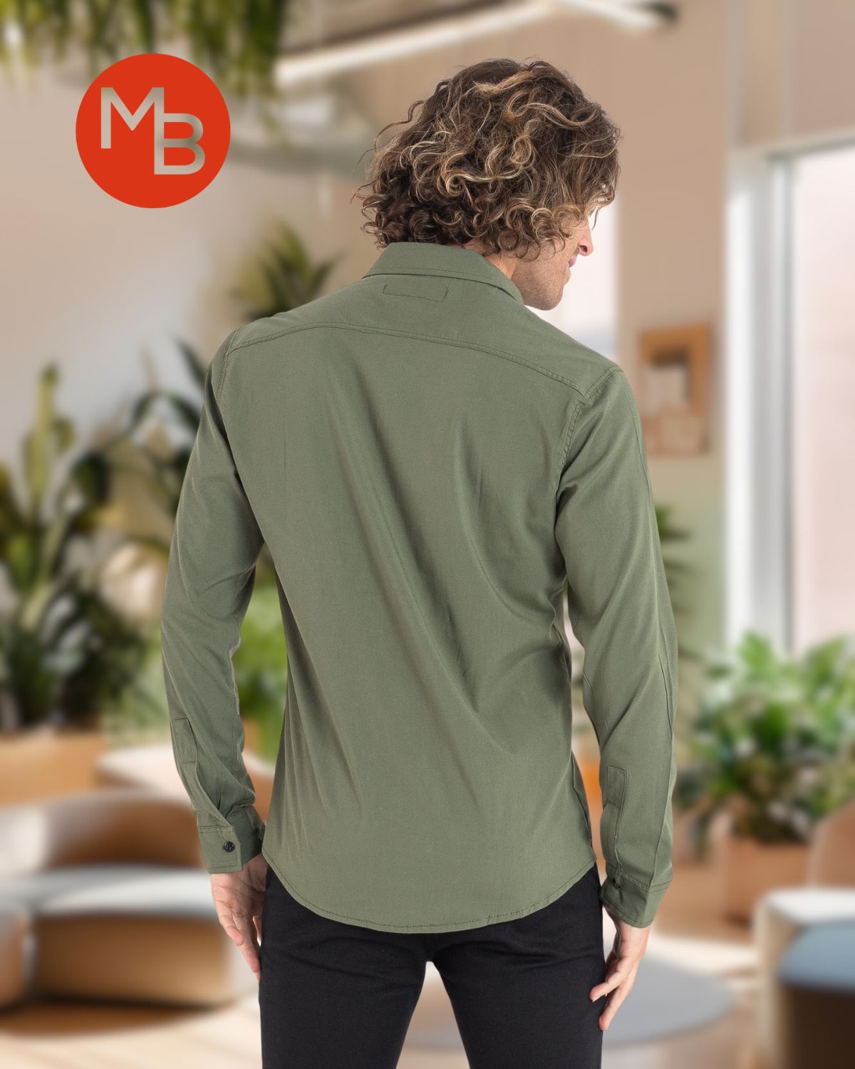Camisa Entallada Elastizada Lisa - 5.jpg