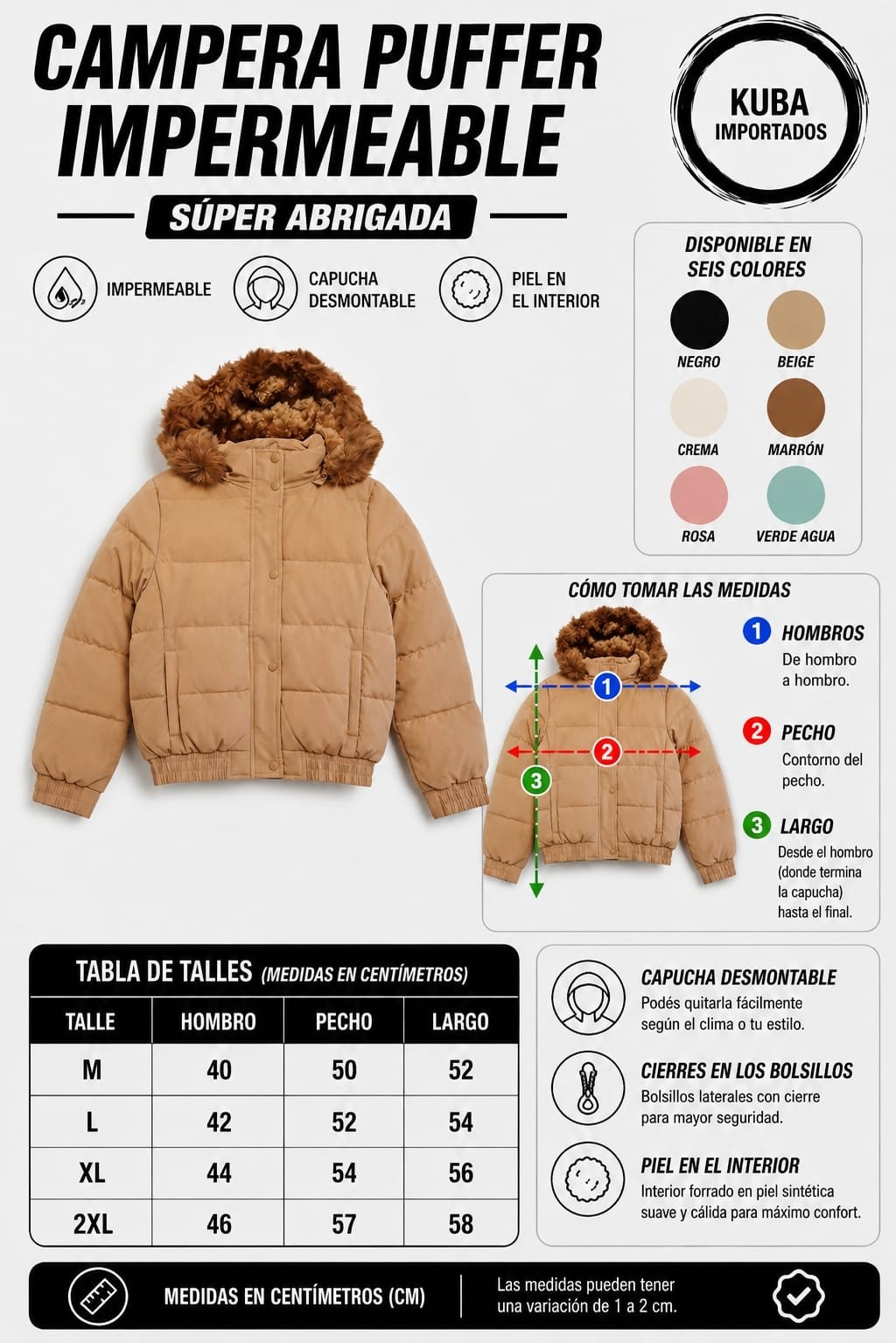 Campera Puffer Impermeable - Imagen 2