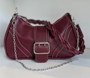 Cartera Mini Bags Baguette Bordo Negra Blanca  Baguette al Hombro de Mano - Miniatura 2