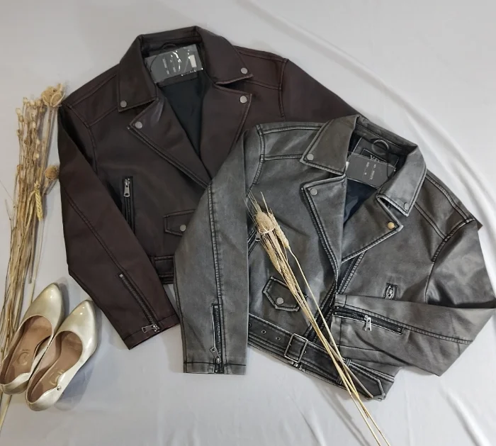 Campera Ecocuero Gastada o Vintage