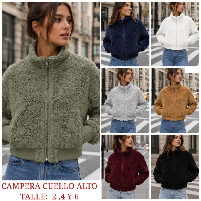 Campera Corderito con Cuello Alto