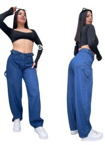 Pantalon Baggy con Ajustador Azul Eston