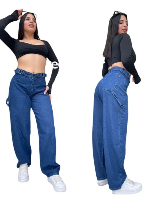Pantalon Baggy con Ajustador Azul Eston