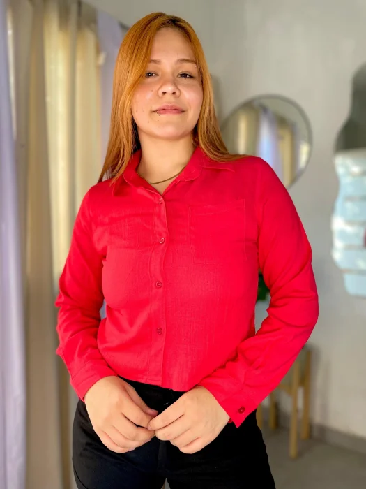 Camisa Corta de Lino Manga Larga